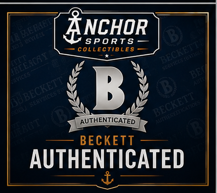 Beckett authenticated signed sports memorabilia featuring verified autographs from legendary athletes.