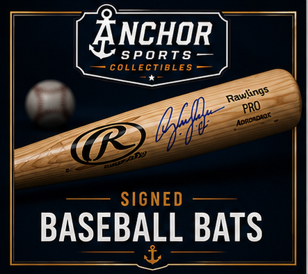 Authentic signed baseball bats from MLB legends and Hall of Fame players at Anchor Sports Collectibles.