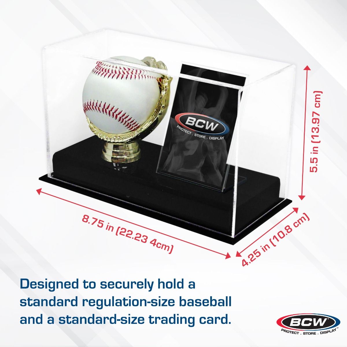 BCW 1-AD-BC Acrylic Gold Glove Ball and Card Display product image