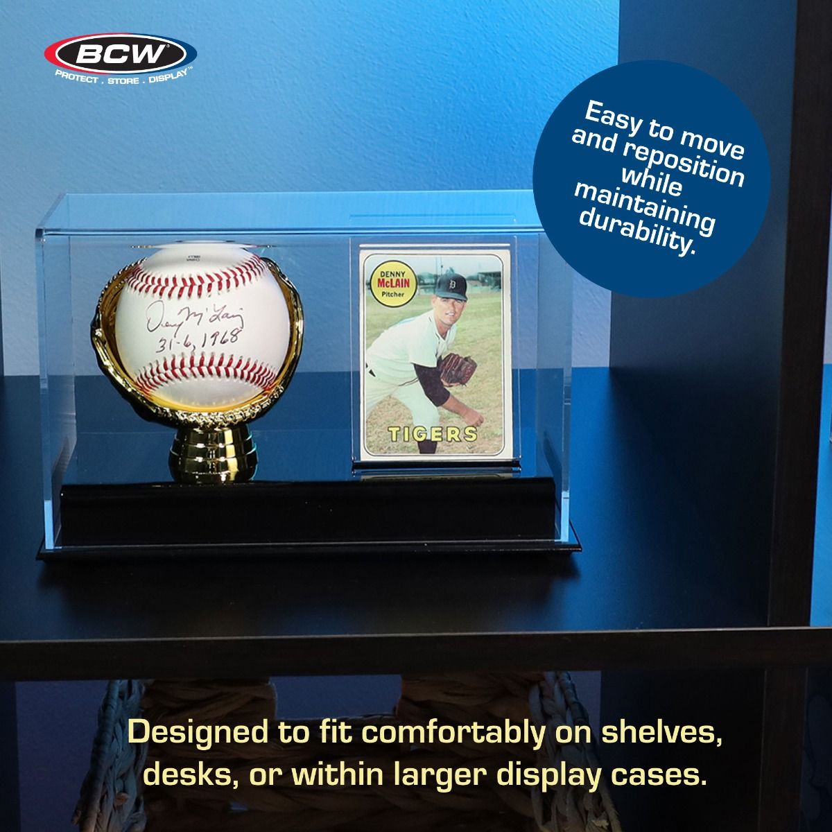 BCW 1-AD-BC Acrylic Gold Glove Ball and Card Display product image