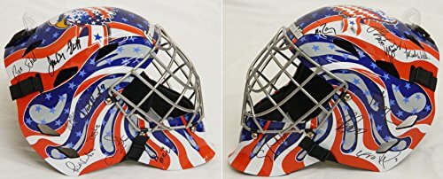1980 USA Hockey 'Miracle On Ice' Team Signed USA Bald Eagle Glory Logo Franklin Replica Goalie Mask (19 - Sigs) - USAMAS400 - 1980 USA Hockey 'Miracle On Ice' Team Signed USA Bald Eagle Glory Logo Franklin Replica Goalie Mask (19 - Sigs) product image