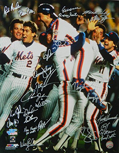 1986 New York Mets Team Signed Mets Celebration Jesse Orosco Lifting Gary Carter 16x20 Photo w/25-Signatures - MET16P100 - 1986 New York Mets Team Signed Mets Celebration Jesse Orosco Lifting Gary Carter 16x20 Photo w/25-Signatures product image