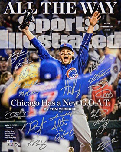 2016 Chicago Cubs Team Signed Chicago Cubs 2016 World Series Anthony Rizzo Sports Illustrated Cover 16x20 Photo (20 Sigs) - CUB16P171 - 2016 Chicago Cubs Team Signed Chicago Cubs 2016 World Series Anthony Rizzo Sports Illustrated Cover 16x20 Photo (20 Sigs) product image