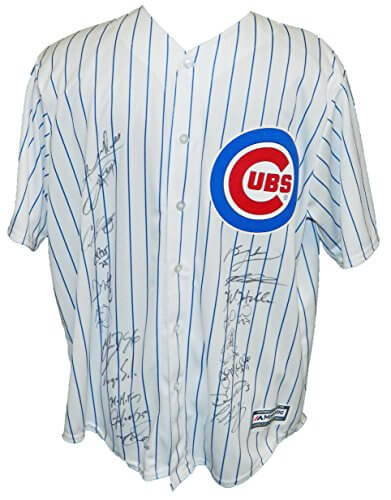 2016 Chicago Cubs Team Signed Chicago Cubs Ben Zobrist White Pinstripe Majestic Jersey w/2016 WS Patch (21 Sigs) - CUBJRY111 - 2016 Chicago Cubs Team Signed Chicago Cubs Ben Zobrist White Pinstripe Majestic Jersey w/2016 WS Patch (21 Sigs) product image