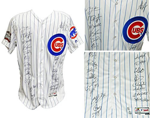 2016 Chicago Cubs Team Signed Chicago Cubs White Pinstripe Majestic Authentic Jersey w/2016 WS Patch (23 Sigs) - CUBJRY113 - 2016 Chicago Cubs Team Signed Chicago Cubs White Pinstripe Majestic Authentic Jersey w/2016 WS Patch (23 Sigs) product image