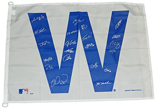 2016 Chicago Cubs Team Signed Cubs 27x37 White 'W' Flag - (21 Sigs) - CUBFLG100 - 2016 Chicago Cubs Team Signed Cubs 27x37 White 'W' Flag - (21 Sigs) product image
