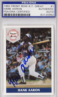 Hank Aaron Signed Atlanta Braves 1992 Front Row Card #1 - PSA/DNA - AARCAR100 - Hank Aaron Signed Atlanta Braves 1992 Front Row Card #1 - PSA/DNA product image