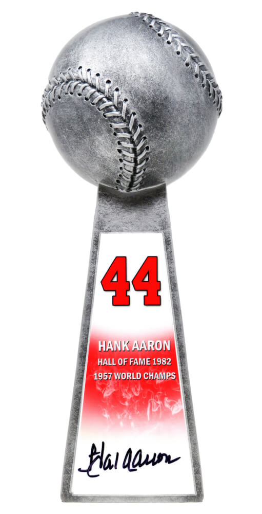 Hank Aaron Signed Baseball World Champion 14 Inch Replica Silver Trophy - AARTRO100 - Hank Aaron Signed Baseball World Champion 14 Inch Replica Silver Trophy product image