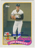 Jim Abbott Signed Angels 1989 Topps Rookie Baseball Trading Card #573 - ABBCAR100 - Jim Abbott Signed Angels 1989 Topps Rookie Baseball Trading Card #573 product image