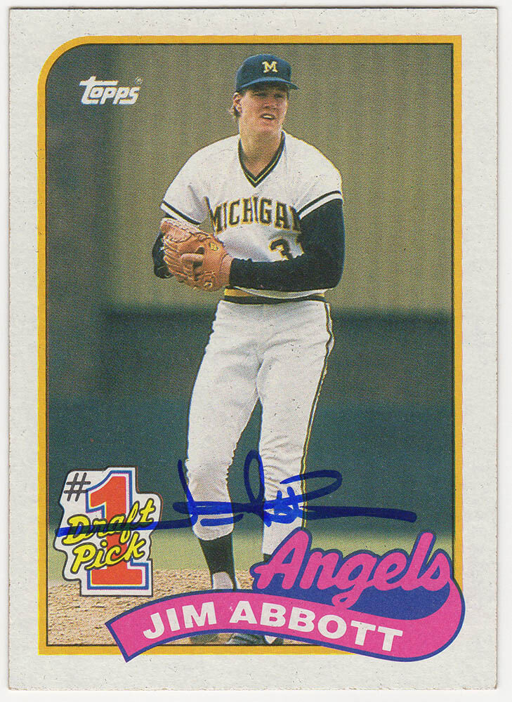Jim Abbott Signed Angels 1989 Topps Rookie Baseball Trading Card #573 - ABBCAR100 - Jim Abbott Signed Angels 1989 Topps Rookie Baseball Trading Card #573 product image