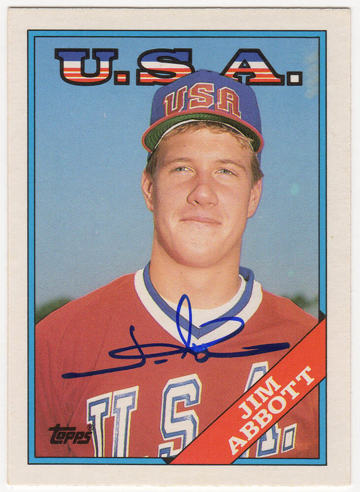 Jim Abbott Signed Team USA 1989 Topps Traded Rookie Baseball Card #1T - ABBCAR101 - Jim Abbott Signed Team USA 1989 Topps Traded Rookie Baseball Card #1T product image