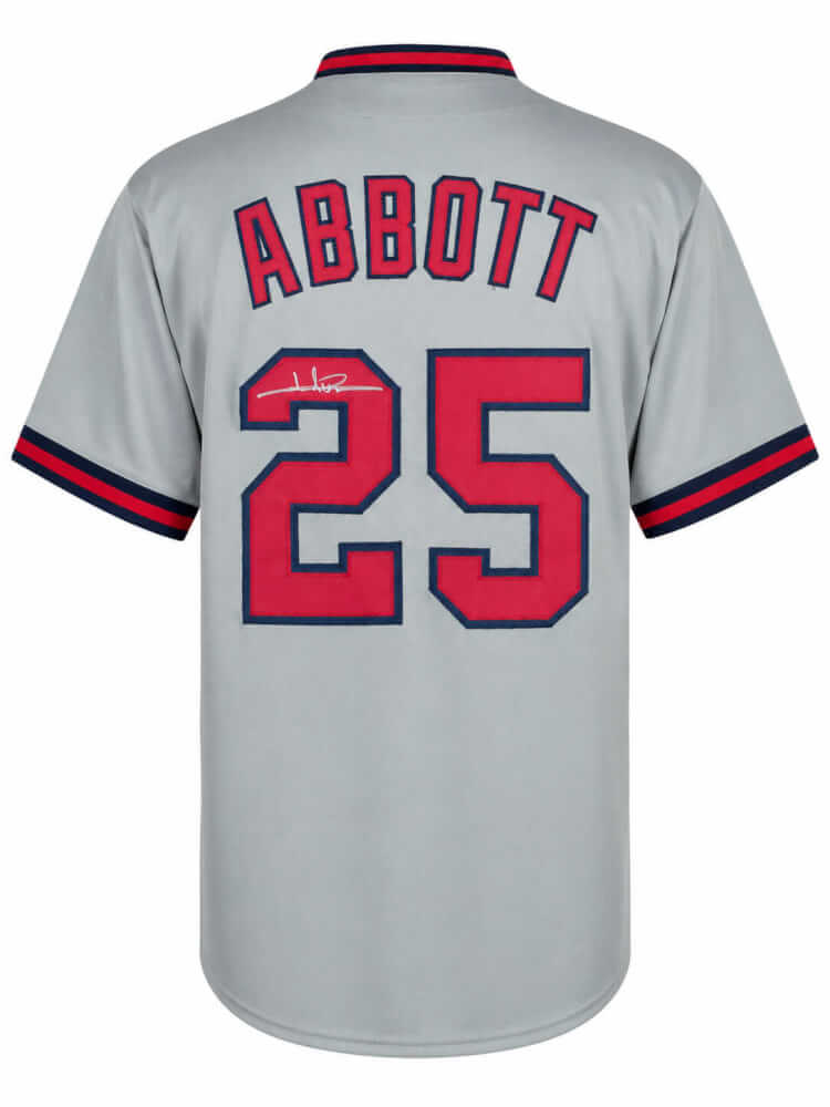 Jim Abbott Signed Grey Custom Baseball Jersey - ABBJRY100 - Jim Abbott Signed Grey Custom Baseball Jersey product image