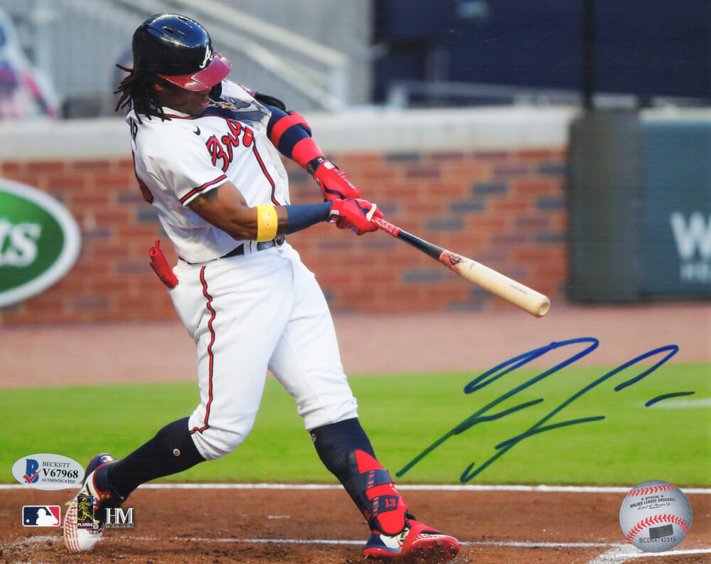 Ronald Acuna Jr. Signed Atlanta Braves Swinging Action 8x10 Photo (Beckett) - ACU08P100 - Ronald Acuna Jr. Signed Atlanta Braves Swinging Action 8x10 Photo (Beckett) product image