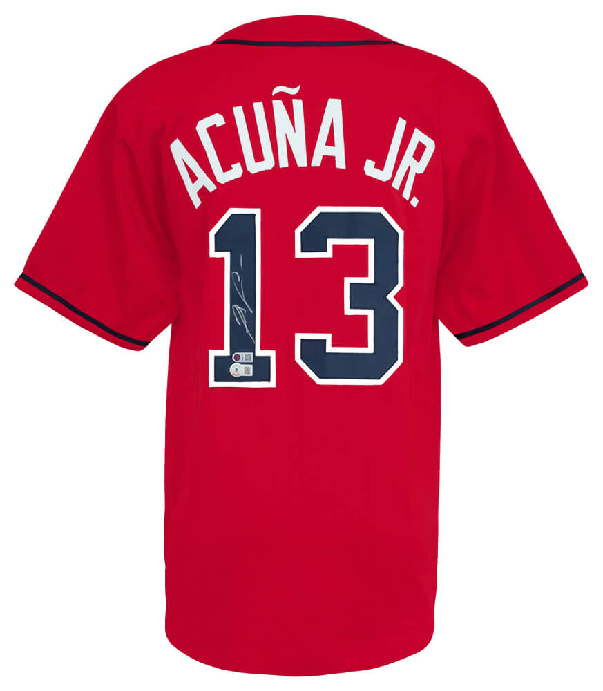 Ronald Acuna Jr. Signed Red Custom Baseball Jersey - (Beckett) - ACUJRY100 - Ronald Acuna Jr. Signed Red Custom Baseball Jersey - (Beckett) product image