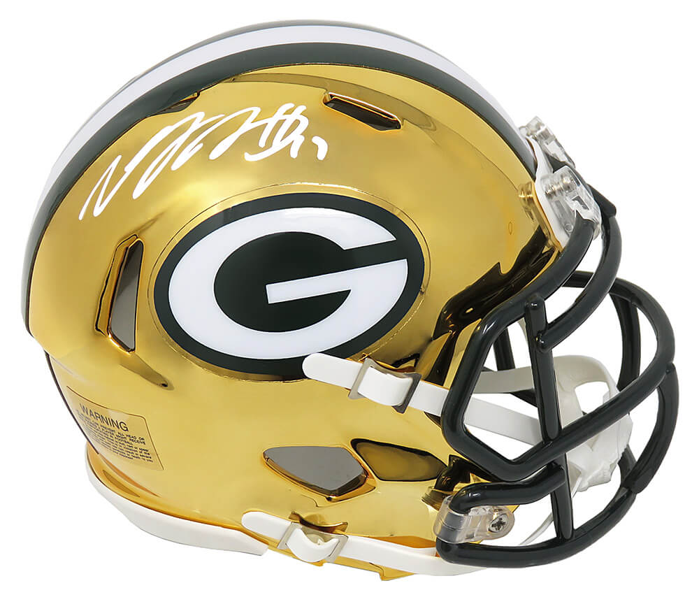 Davante Adams Signed Green Bay Packers Chrome Riddell Speed Mini Helmet - ADAMIN300 - Davante Adams Signed Green Bay Packers Chrome Riddell Speed Mini Helmet product image