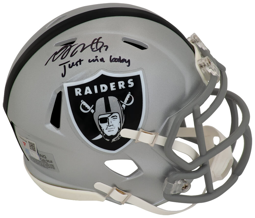 Davante Adams Signed Las Vegas Raiders Riddell Speed Mini Helmet w/Just Win Baby - (Fanatics) - ADAMIN311 - Davante Adams Signed Las Vegas Raiders Riddell Speed Mini Helmet w/Just Win Baby - (Fanatics) product image