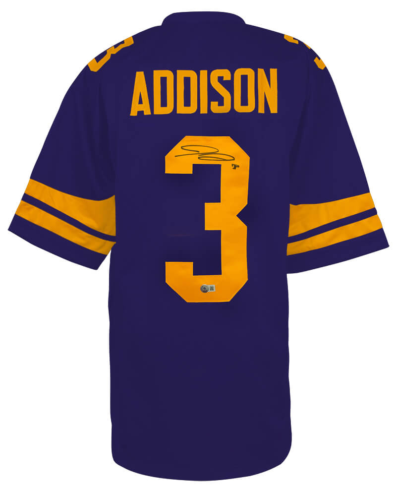 Jordan Addison Signed Purple Color Rush Custom Football Jersey - (Beckett) - ADDJRY300 - Jordan Addison Signed Purple Color Rush Custom Football Jersey - (Beckett) product image