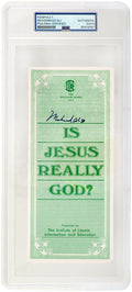 Muhammad Ali Signed Islamic Brochure 'Is Jesus Really God' Green 9x3 Pamplet - (PSA/DNA Encapsulated) - ALICUT507 - Muhammad Ali Signed Islamic Brochure 'Is Jesus Really God' Green 9x3 Pamplet - (PSA/DNA Encapsulated) product image