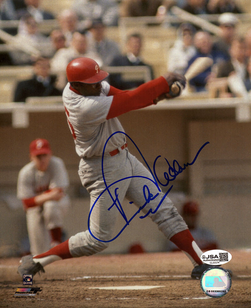 Dick Allen Signed Philadelphia Phillies Grey Jersey Swinging 8x10 Photo - (JSA) - ALL08P111 - Dick Allen Signed Philadelphia Phillies Grey Jersey Swinging 8x10 Photo - (JSA) product image