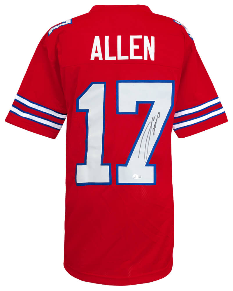 Josh Allen Signed Red Custom Football Jersey - (Beckett) - ALLJRY321 - Josh Allen Signed Red Custom Football Jersey - (Beckett) product image
