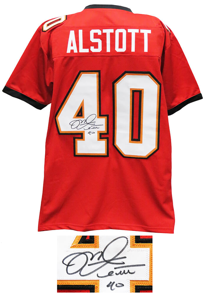 Mike Alstott Signed Red Throwback Custom Jersey - ALSJRY301 - Mike Alstott Signed Red Throwback Custom Jersey product image