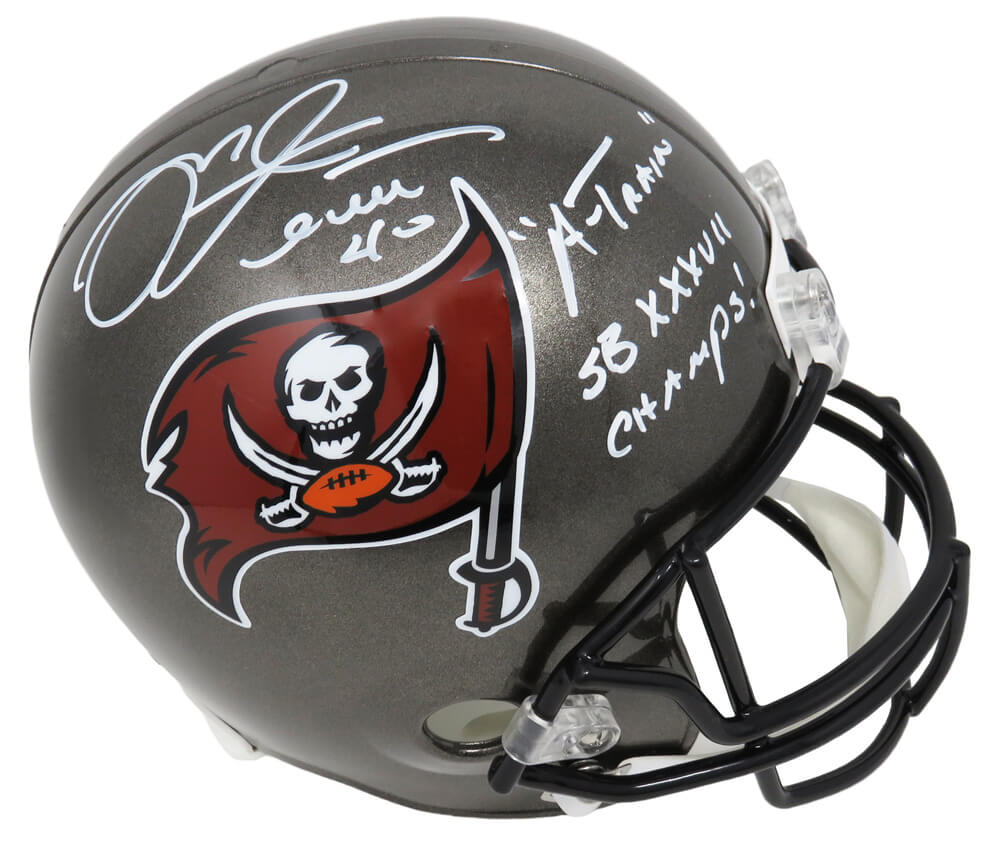 Mike Alstott Signed Tampa Bay Buccaneers Riddell Full Size Replica Helmet w/A-Train, SB XXVII Champs (Beckett) - ALSREP300 - Mike Alstott Signed Tampa Bay Buccaneers Riddell Full Size Replica Helmet w/A-Train, SB XXVII Champs (Beckett) product image