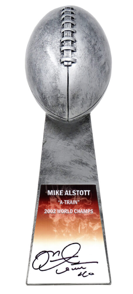 Mike Alstott Signed Football World Champion 15 Inch Replica Silver Trophy - ALSTRO300 - Mike Alstott Signed Football World Champion 15 Inch Replica Silver Trophy product image