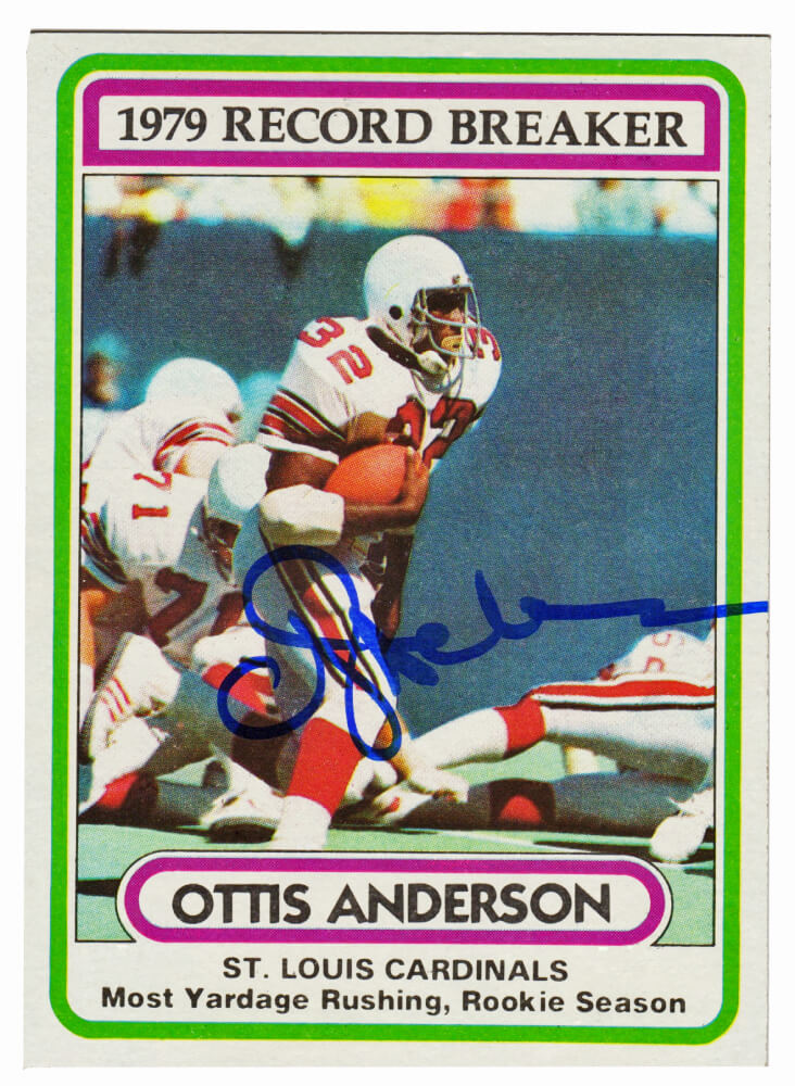 Ottis Anderson Signed Cardinals 1980 Topps Record Breaker Rookie Card #1 - ANDCAR302 - Ottis Anderson Signed Cardinals 1980 Topps Record Breaker Rookie Card #1 product image