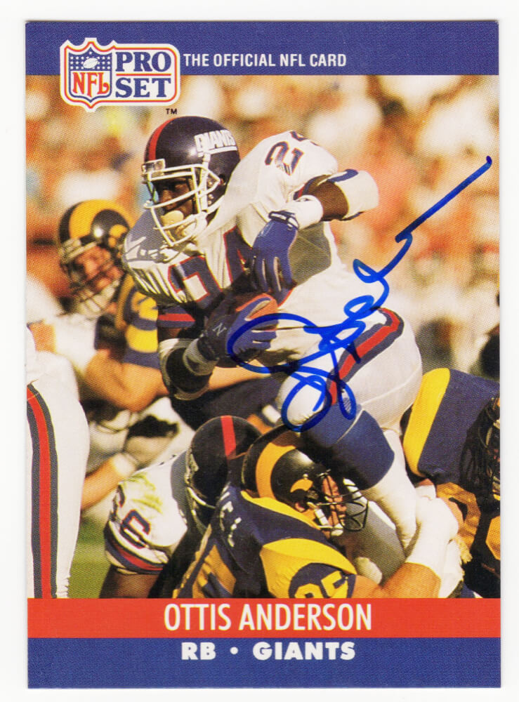 Ottis Anderson Signed New York Giants 1990 Pro Set Football Card #591 - ANDCAR303 - Ottis Anderson Signed New York Giants 1990 Pro Set Football Card #591 product image