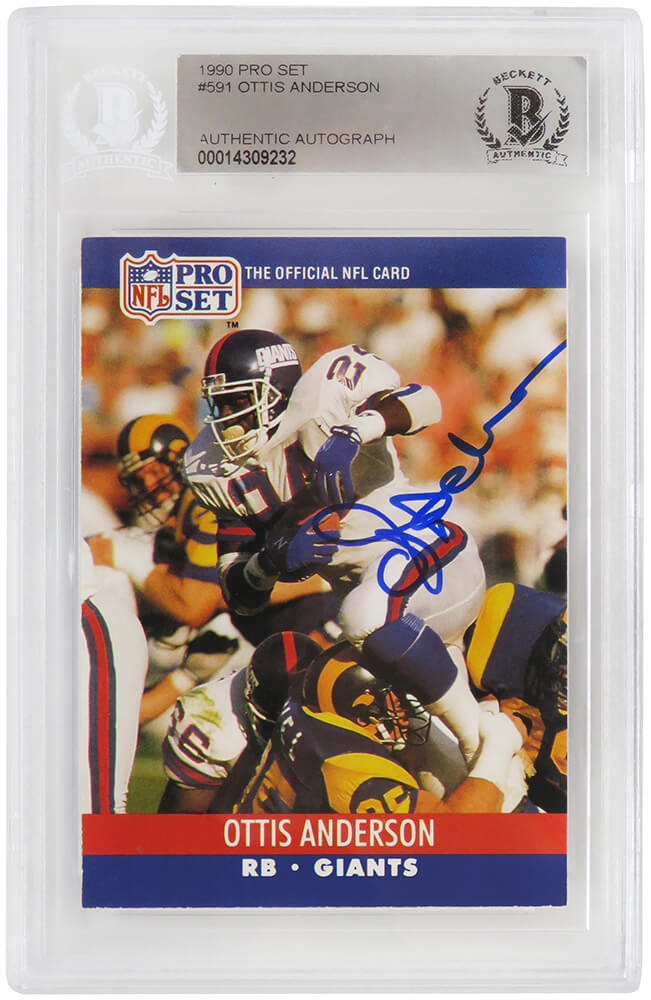 Ottis Anderson Signed New York Giants 1990 Pro Set Football Card #591 (Beckett Encapsulated) - ANDCAR306 - Ottis Anderson Signed New York Giants 1990 Pro Set Football Card #591 (Beckett Encapsulated) product image