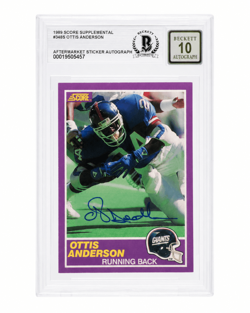 Ottis Anderson Signed Giants 1989 Score Supplemental Football Card #348S - (Beckett - Auto Sticker - Grade 10) - ANDCAR309 - Ottis Anderson Signed Giants 1989 Score Supplemental Football Card #348S - (Beckett - Auto Sticker - Grade 10) product image