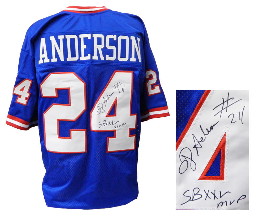 Ottis Anderson Signed Blue Custom Football Jersey w/SB XXV MVP - ANDJRY300 - Ottis Anderson Signed Blue Custom Football Jersey w/SB XXV MVP product image