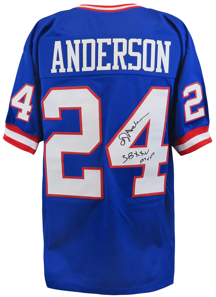 Ottis Anderson Signed Blue T/B Custom Football Jersey w/SB XXV MVP - ANDJRY304 - Ottis Anderson Signed Blue T/B Custom Football Jersey w/SB XXV MVP product image