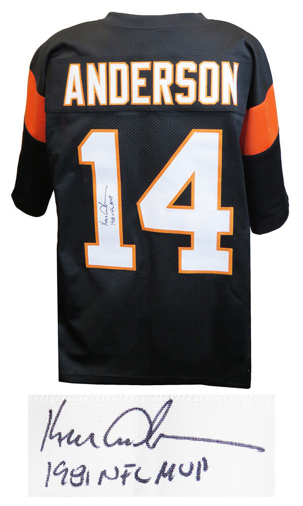 Ken Anderson Signed Black Custom Football Jersey w/1981 NFL MVP - ANDJRY320 - Ken Anderson Signed Black Custom Football Jersey w/1981 NFL MVP product image