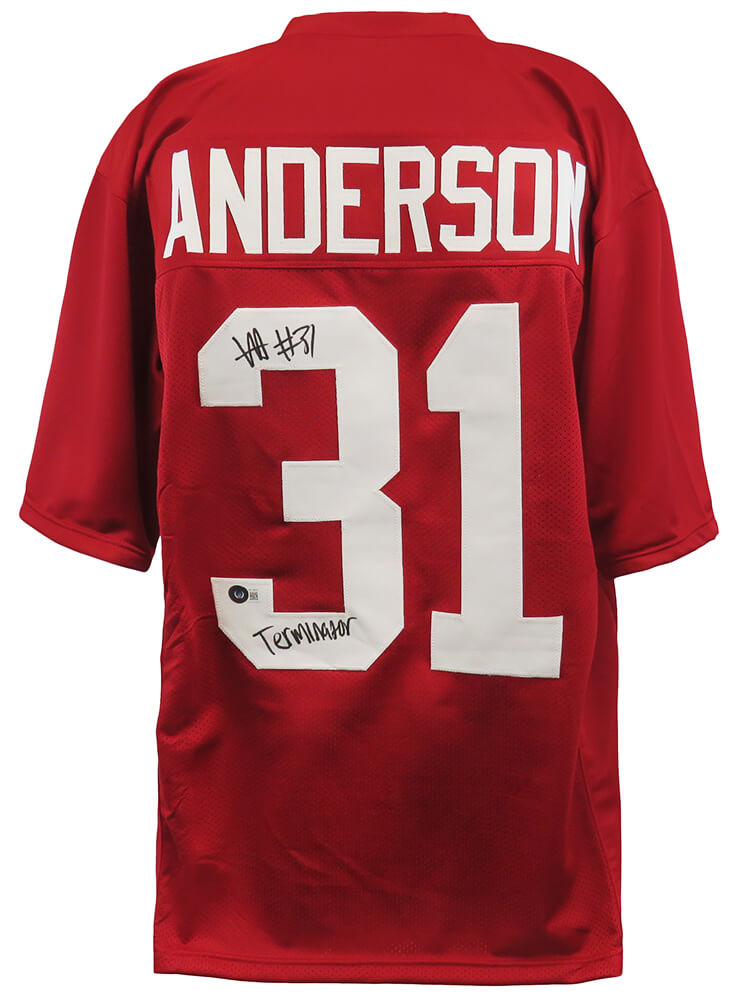 Will Anderson Signed Red Custom College Football Jersey w/Terminator - (Beckett) - ANDJRY330 - Will Anderson Signed Red Custom College Football Jersey w/Terminator - (Beckett) product image