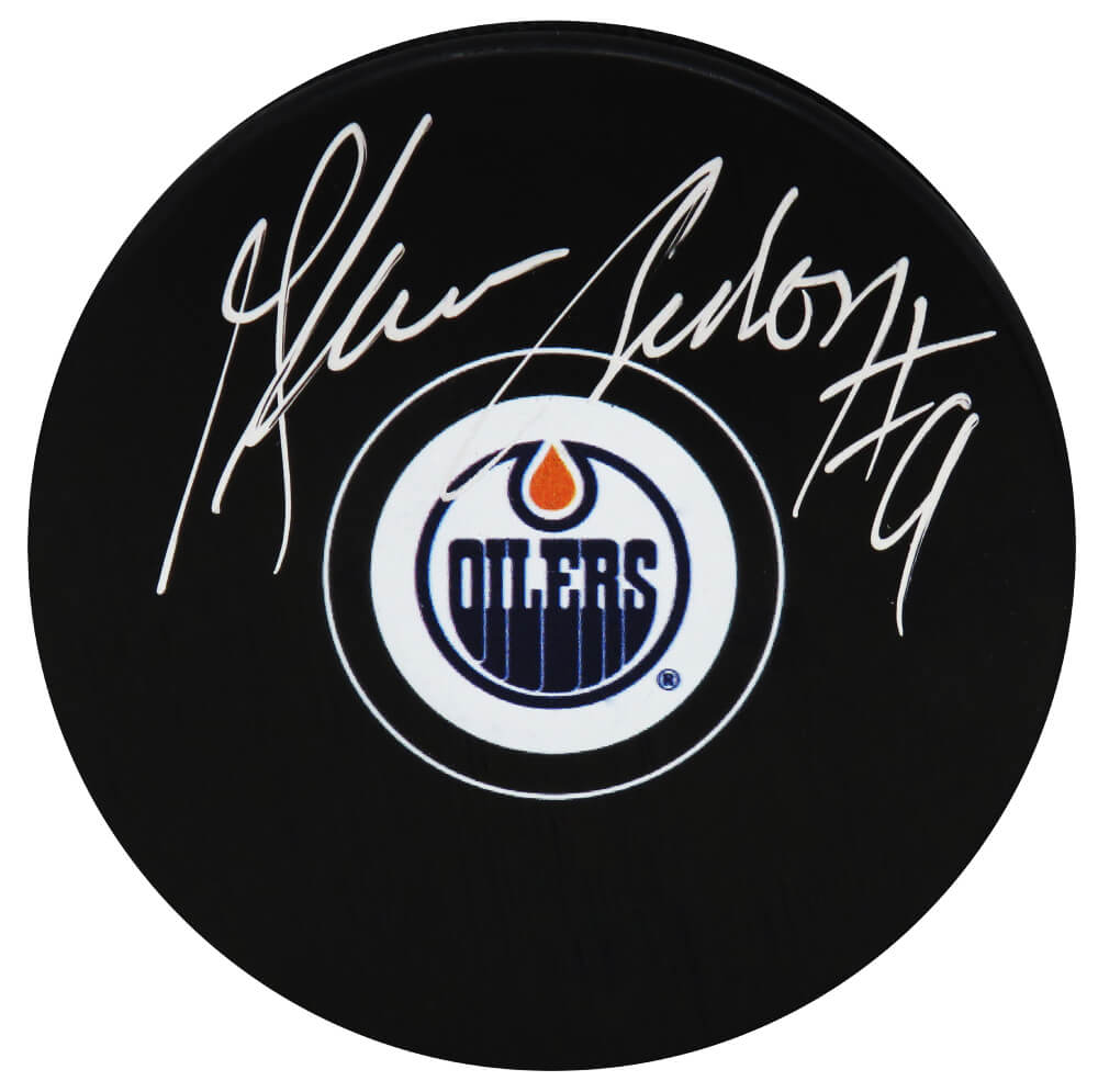 Glenn Anderson Signed Edmonton Oilers Logo Hockey Puck - ANDPUC402 - Glenn Anderson Signed Edmonton Oilers Logo Hockey Puck product image