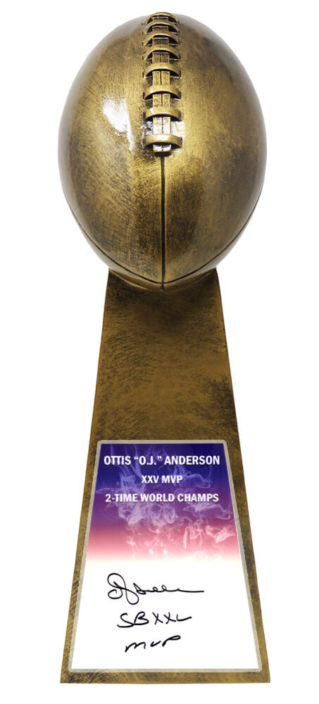 Ottis Anderson Signed Football World Champion 15 Inch Replica Gold Trophy w/SB XXV MVP - ANDTRO302 - Ottis Anderson Signed Football World Champion 15 Inch Replica Gold Trophy w/SB XXV MVP product image