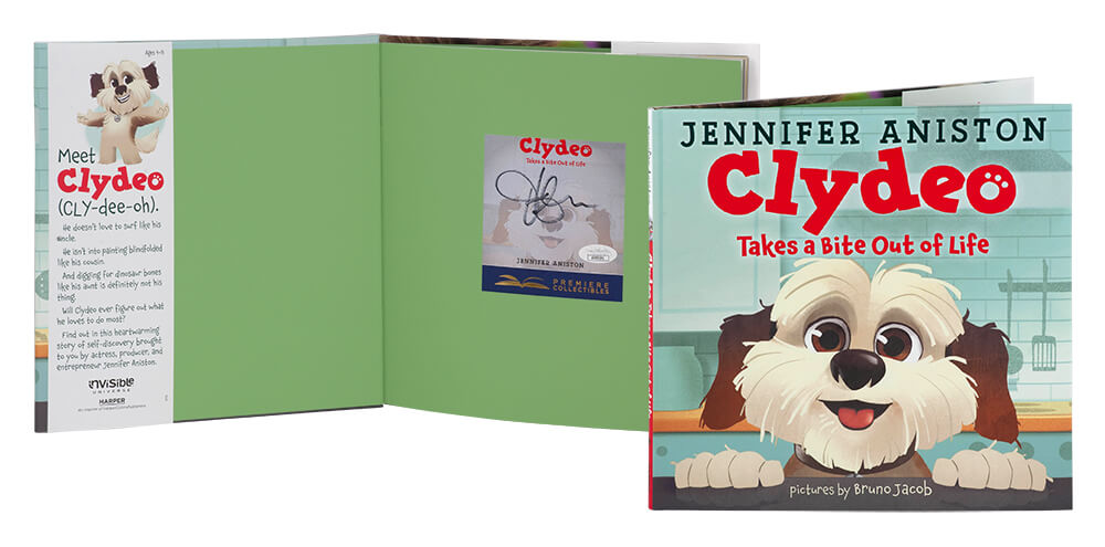 Jennifer Aniston Signed Clydeo Takes a Bite Out of Life Book - (JSA COA) - ANIOTH500 - Jennifer Aniston Signed Clydeo Takes a Bite Out of Life Book - (JSA COA) product image