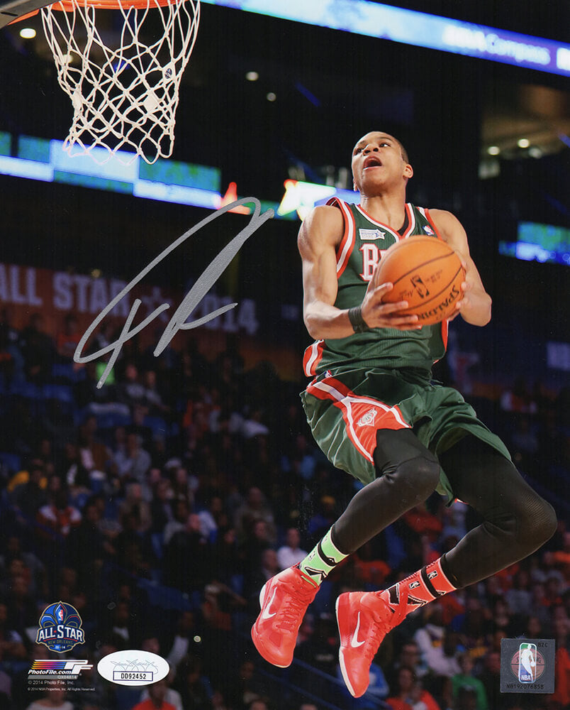Giannis Antetokounmpo Signed Milwaukee Bucks 2014 All Star Game Action 8x10 Photo - (JSA) - ANT08P201 - Giannis Antetokounmpo Signed Milwaukee Bucks 2014 All Star Game Action 8x10 Photo - (JSA) product image