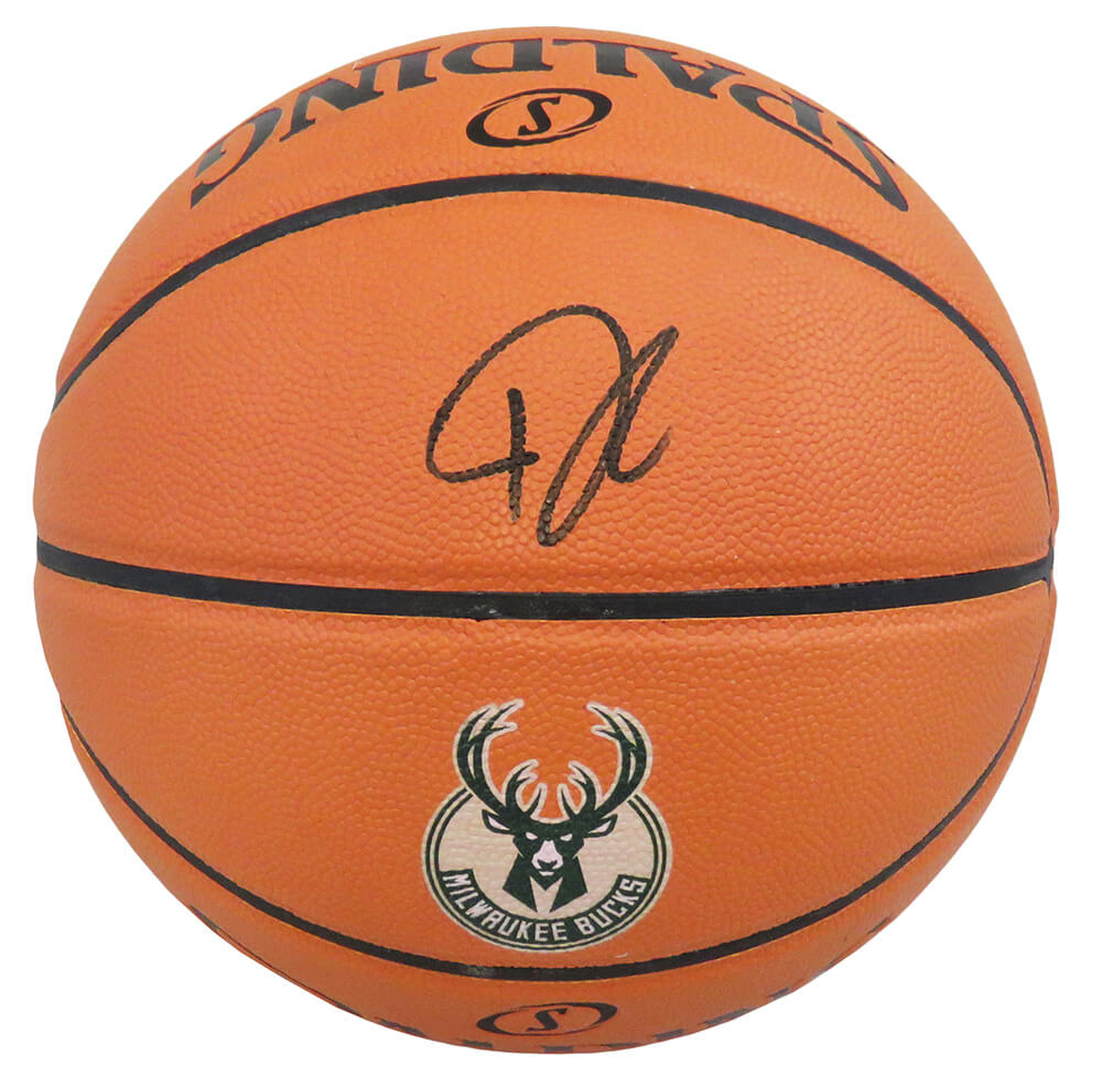 Giannis Antetokounmpo Signed Spalding Milwaukee Bucks Logo Game Series NBA Basketball - ANTBSK204 - Giannis Antetokounmpo Signed Spalding Milwaukee Bucks Logo Game Series NBA Basketball product image