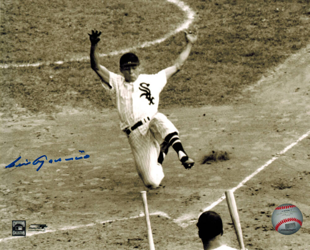 Luis Aparicio Signed White Sox B&W Slide Action 8x10 Photo - APA08P100 - Luis Aparicio Signed White Sox B&W Slide Action 8x10 Photo product image