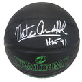 Nate 'Tiny' Archibald Signed Spalding Phantom Black With Green Lettering NBA Basketball w/HOF'91 - ARCBSK205 - Nate 'Tiny' Archibald Signed Spalding Phantom Black With Green Lettering NBA Basketball w/HOF'91 product image