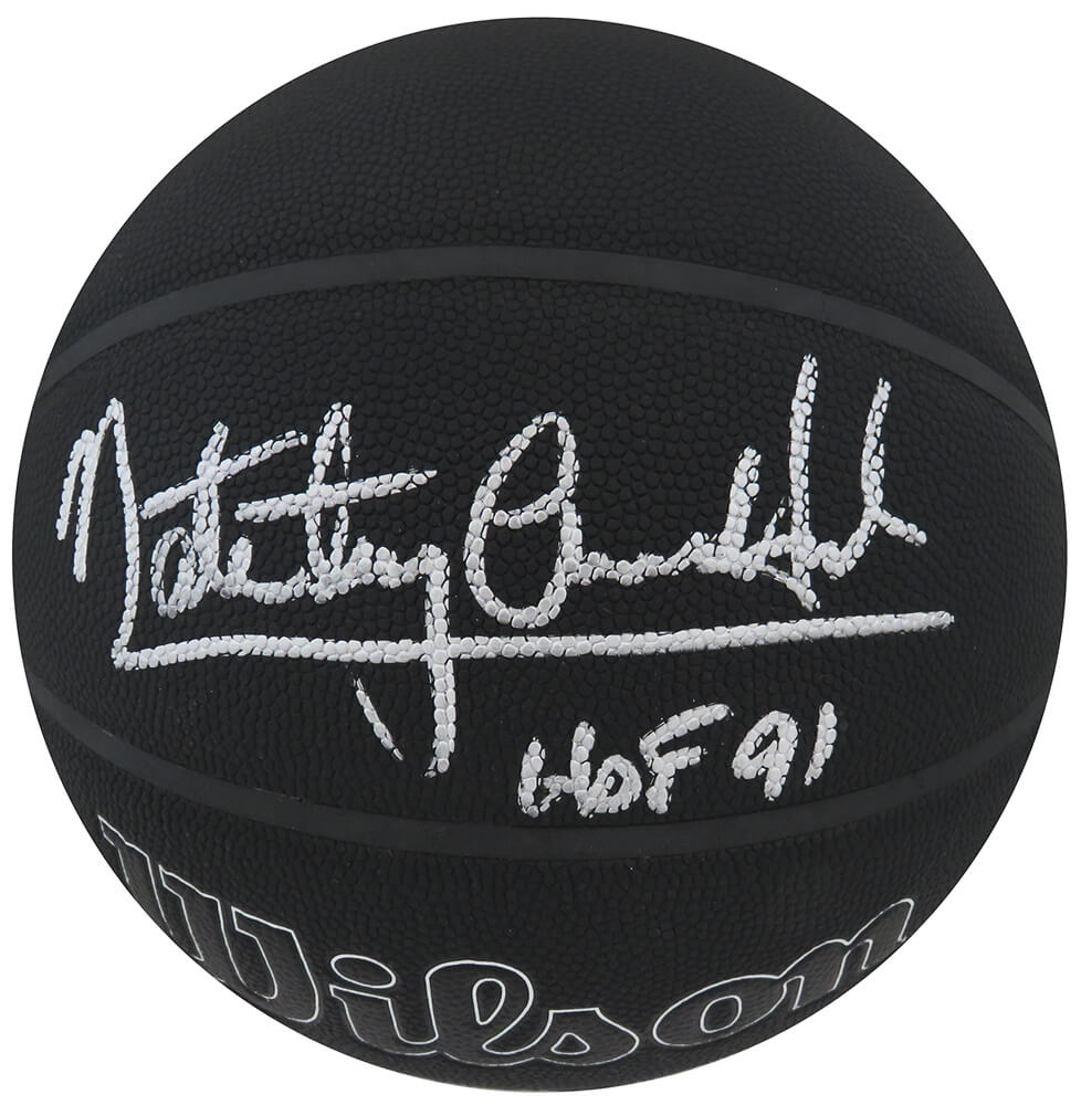 Nate 'Tiny' Archibald Signed Wilson Black I/O 75th Anniversary Logo NBA Basketball w/HOF'91 - ARCBSK208 - Nate 'Tiny' Archibald Signed Wilson Black I/O 75th Anniversary Logo NBA Basketball w/HOF'91 product image