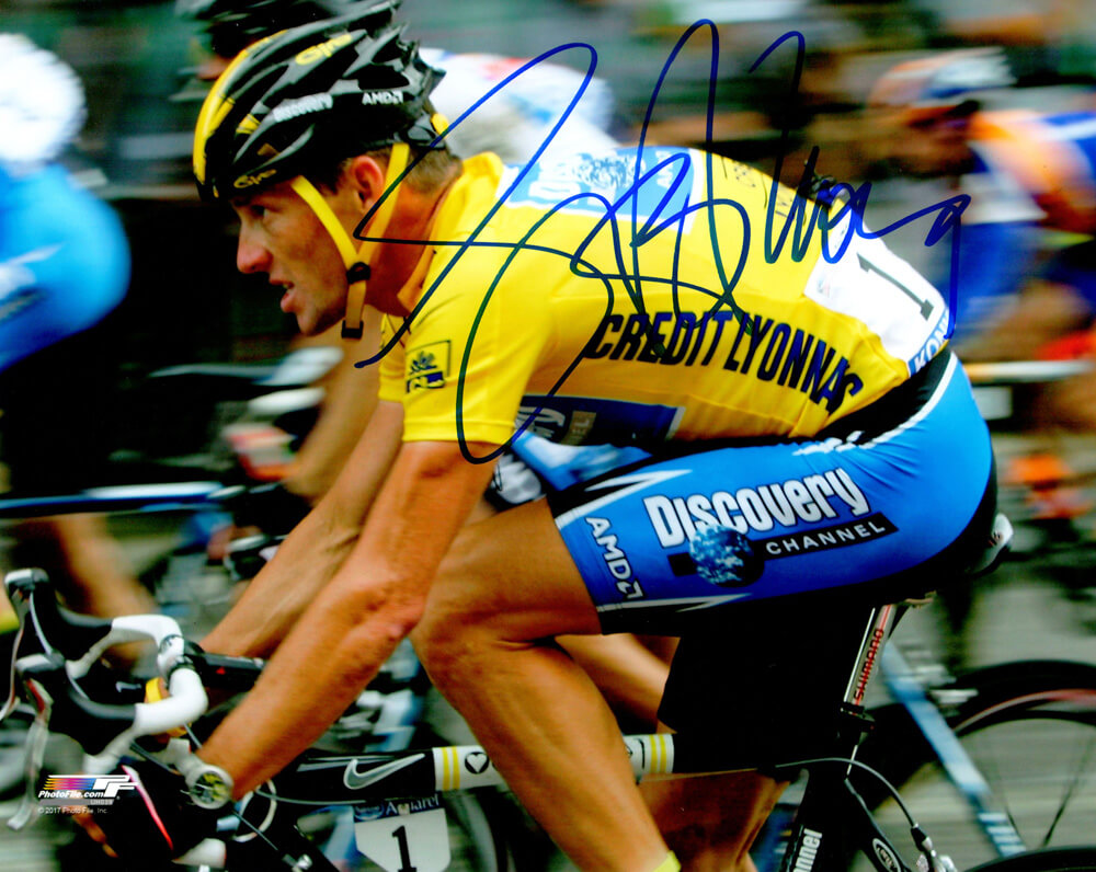 Lance Armstrong Signed Tour De France Cycling Action 8x10 Photo - ARM08P501 - Lance Armstrong Signed Tour De France Cycling Action 8x10 Photo product image