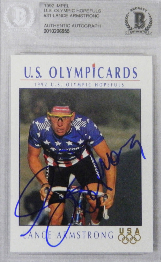Lance Armstrong Signed 1992 Impel Marketing USA Olympic Trading Card #31 (Beckett Encapsulated) - ARMCAR501 - Lance Armstrong Signed 1992 Impel Marketing USA Olympic Trading Card #31 (Beckett Encapsulated) product image