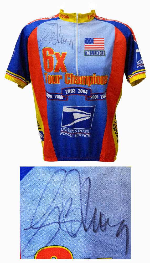 Lance Armstrong Signed 6x Tour Champ USPS Logo Cycling Jersey - ARMJRY502 - Lance Armstrong Signed 6x Tour Champ USPS Logo Cycling Jersey product image