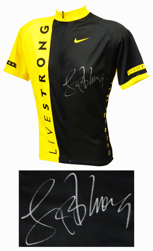 Lance Armstrong Signed Nike Black Livestrong Cycling Jersey - ARMJRY504 - Lance Armstrong Signed Nike Black Livestrong Cycling Jersey product image