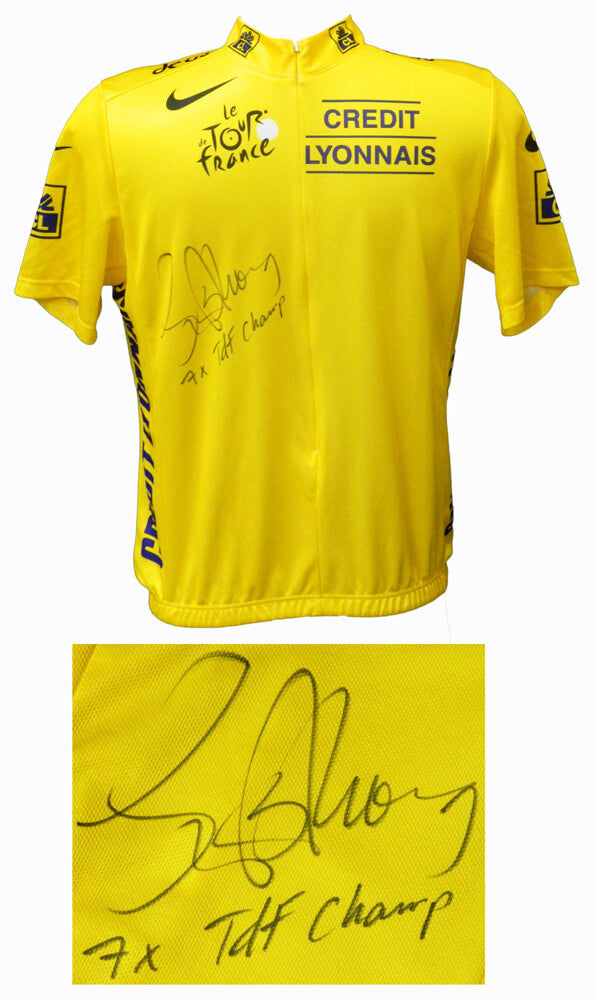 Lance Armstrong Signed Nike 2005 Tour De France Yellow Leaders Cycling Jersey w/7x TDF Champ - ARMJRY506 - Lance Armstrong Signed Nike 2005 Tour De France Yellow Leaders Cycling Jersey w/7x TDF Champ product image