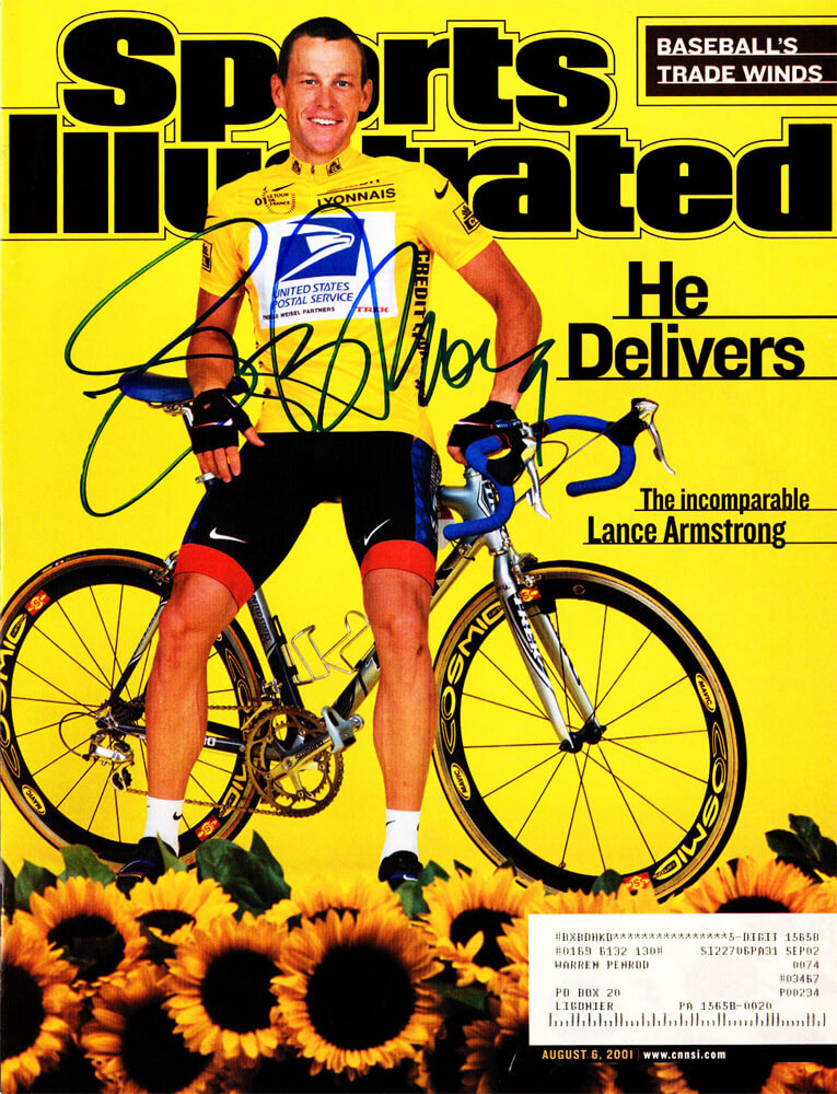 Lance Armstrong Signed August 6, 2001 'He Delivers' Original Sports Illustrated Magazine - ARMMAG501 - Lance Armstrong Signed August 6, 2001 'He Delivers' Original Sports Illustrated Magazine product image