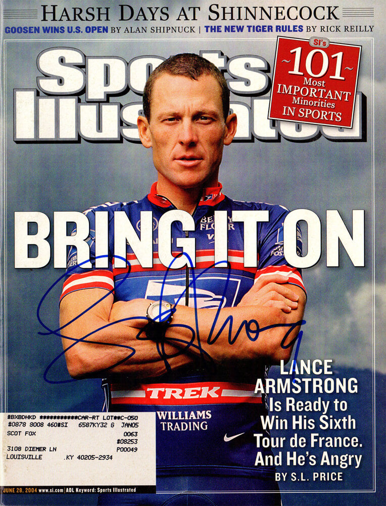 Lance Armstrong Signed June 28, 2004 'Bring It On' Original Sports Illustrated Magazine - ARMMAG505 - Lance Armstrong Signed June 28, 2004 'Bring It On' Original Sports Illustrated Magazine product image